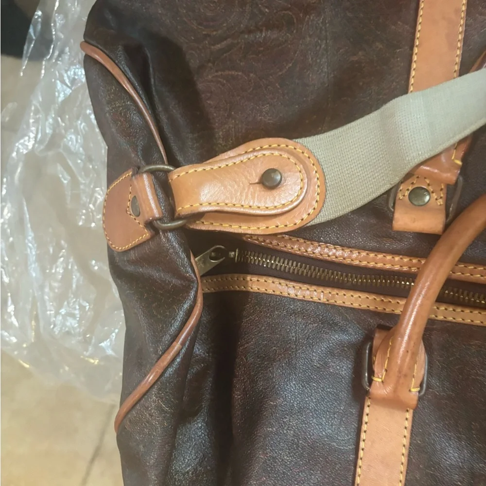 Louis Vuitton Brown Monogram Duffel Bag with Tan Leather